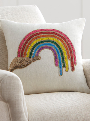 Rainbow Hand Beaded Pillow