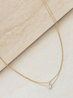 Simple Kind Of Life Dainty 18k Gold Plated Chain And Crystal Layered Necklace Set