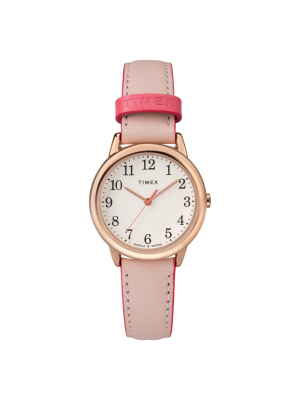Women's Timex Easy Reader Watch With Leather Strap - Pink Tw2r62800jt