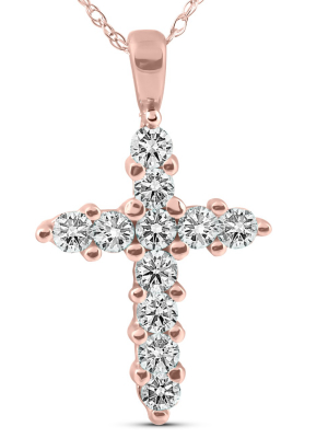 Pompeii3 1/2ct Diamond Cross 14k Rose Gold