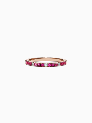 Effy 14k Rose Gold Pink Sapphire And Diamond Band Ring, 0.32tcw