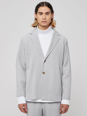 Pleated Blazer In Light Gray