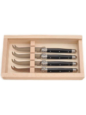 Laguiole Black 4-piece Cheese Knife Set