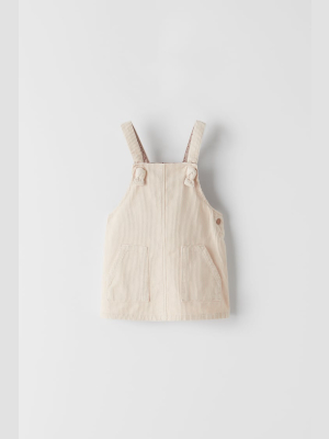 Basic Natural Color Corduroy Pinafore Dress