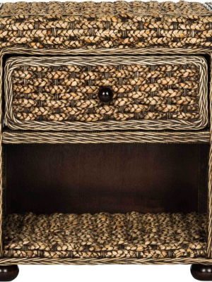 Mustafa Braided Brown Wash Wicker Nightstand