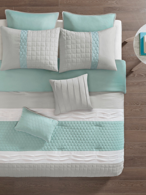 8pc Arlie Comforter Set Seafoam/gray
