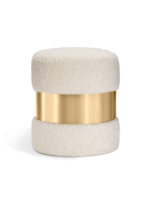 Interlude Home Scarlett Stool - Polished Brass & Cream