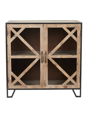 Industrial Metal And Wood Accent Cabinet Brown - Olivia & May