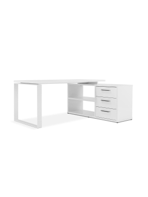 Gammel Desk With Reversible Return - White