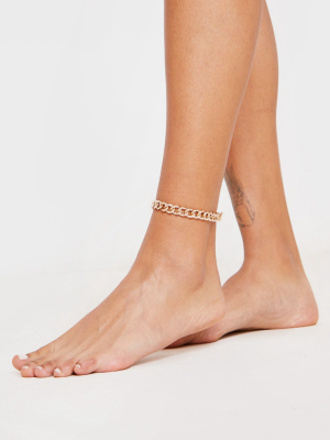 Gold Diamante Link Chain Anklet