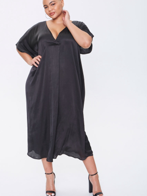 Plus Size Satin Midi Dress