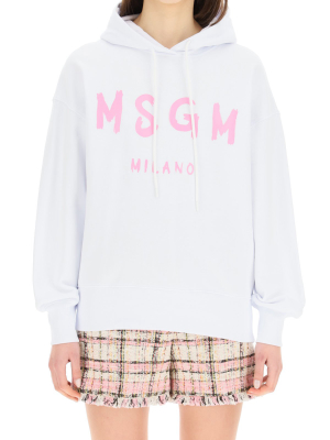 Msgm Logo Printed Hoodie