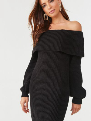 Off-the-shoulder Sweater Dress