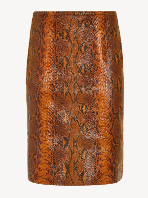 Orange Snake Embossed Slip Skirt