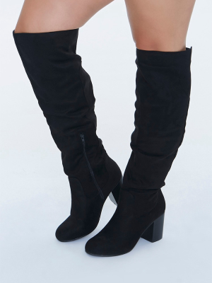 Faux Suede Knee-high Boots (wide)