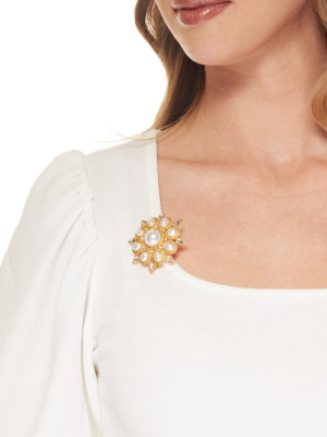 Gold/crystal Flower Pin
