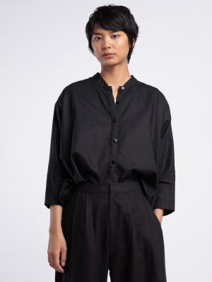Wholegrain Button-up Shirt (unisex) - Black Linen