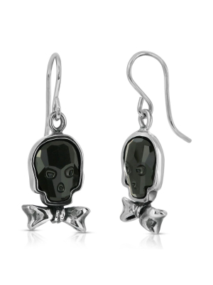 Jet Bowtie Skull Earrings