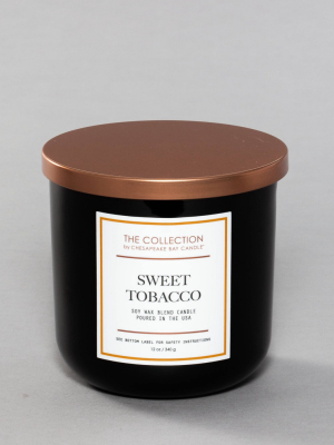 12oz Black Glass Jar 2-wick Candle Sweet Tobacco - The Collection By Chesapeake Bay Candle