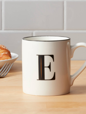 16oz Stoneware Monogram E Mug White - Threshold™