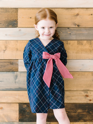 Wrap Dress In Windowpane Plaid