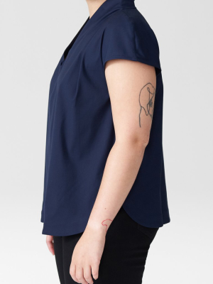 Petite Cambria Luxe Twill Top - Navy