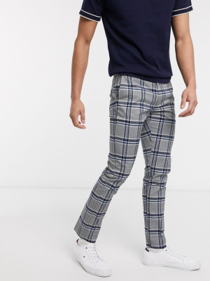 Topman Skinny Smart Pants In Gray Check