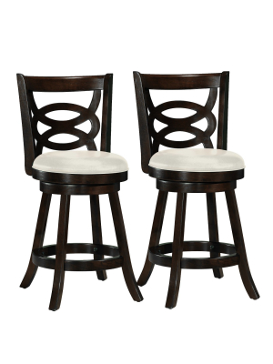 Set Of 2 Counter And Barstools Dark Cappuccino White - Corliving