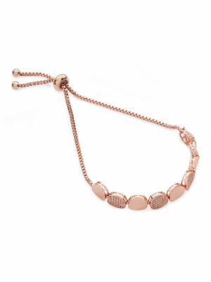 Plain & Pave Pebble Bracelet In Rose Gold