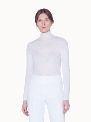 Fine Rib Knitted Pullover In Seamless Cashmere Silk