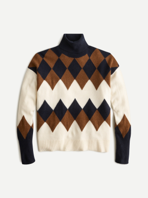 Relaxed-fit Cashmere Turtleneck Sweater In Argyle