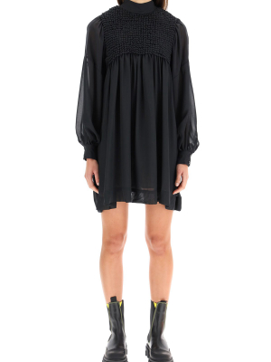 Ganni Smock Chiffon Mini Dress