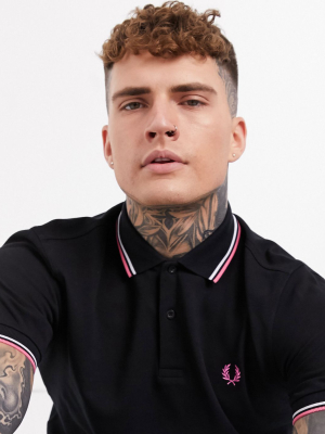 Fred Perry Twin Tipped Polo In Black