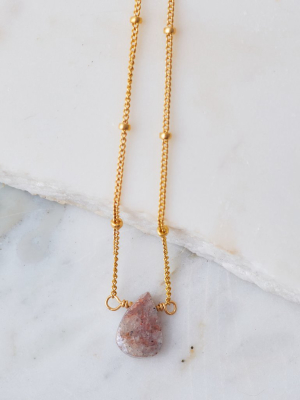 Stone Drop Choker, Rose Silverite