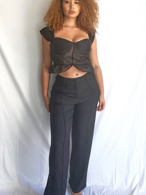 Plus Anala Black High Waisted Straight Leg Pants