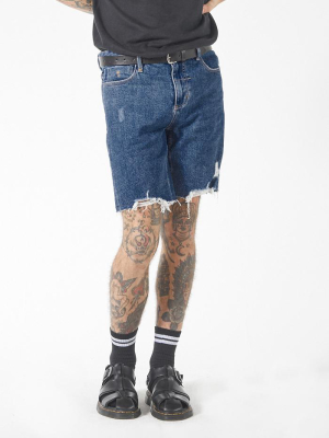 Destroyed Bones Denim Short - Rinsed Blues