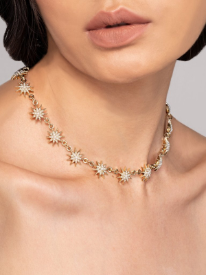 Electra Riviera Necklace - Gold & Pearl