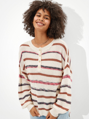 Ae Striped Henley Sweater