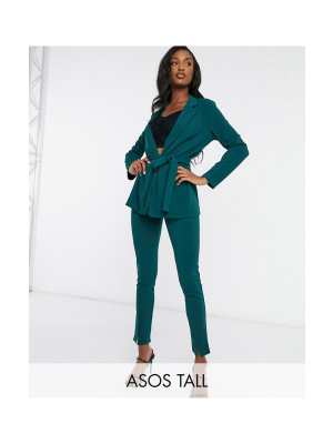 Asos Design Tall Jersey Slim Suit In Forest Green