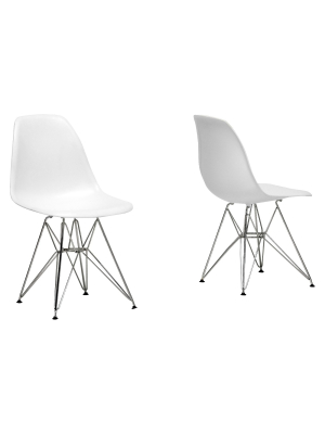 Plastic Side Dining Chair - White (set Of 2) - Baxton Studio