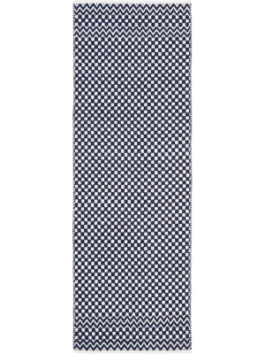 Boston Checker Navy Runner Rug