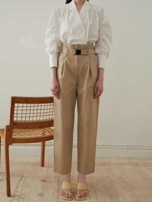 Tan Clip Belted Pants