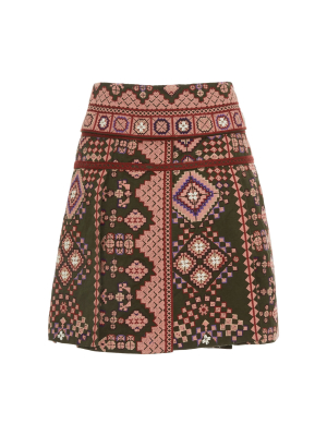Shaia Printed Cotton Mini Skirt