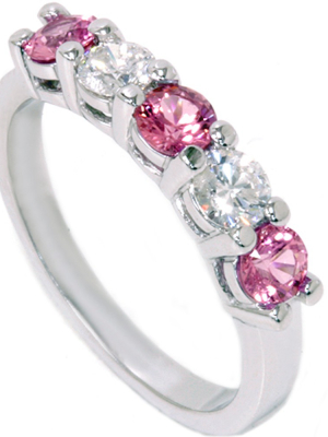 Pompeii3 1 Ct Pink Sapphire & Diamond Ring 14k White Gold