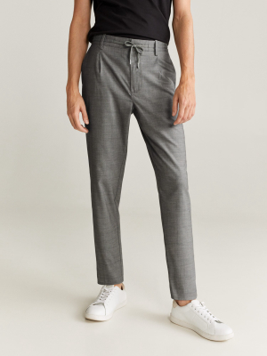 Tapered Fit Checked Pants