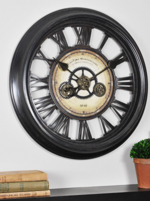 24" Gear Works Wall Clock Metallic Black - Firstime & Co.