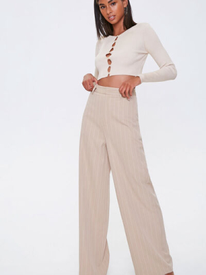 Pinstriped Wide-leg Pants