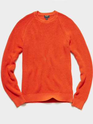 Recycled Cotton Crewneck Sweater In Orange