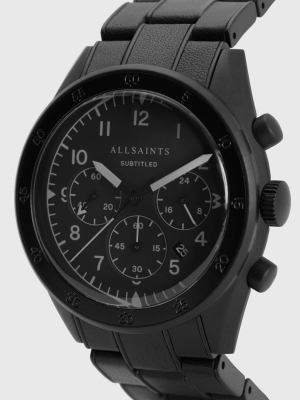Subtitled Vii Black Stainless Steel Leather-wrapped Watch Subtitled Vii Black Stainless Steel Leather-wrapped Watch