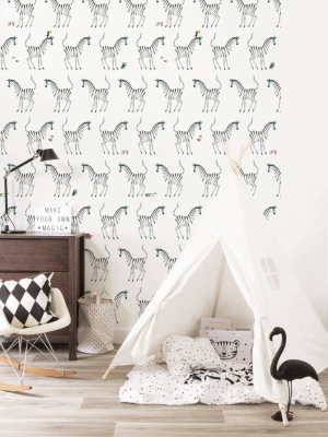 Zebra Kids Wallpaper In White By Kek Amsterdam